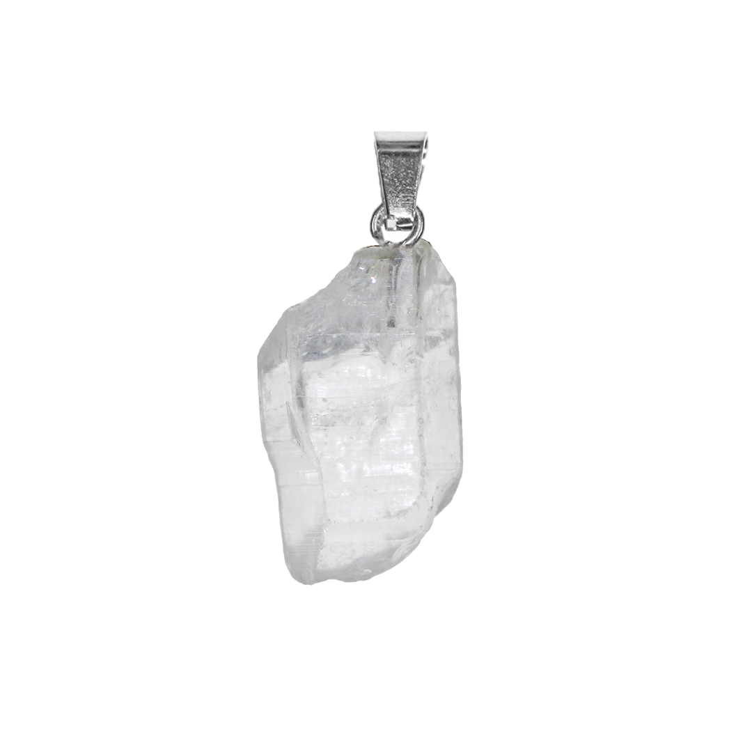 Charm, Rough Clear Quartz, Semi-Precious Stones, Approx 26.5mm x 14mm, Sold Per pkg of 1