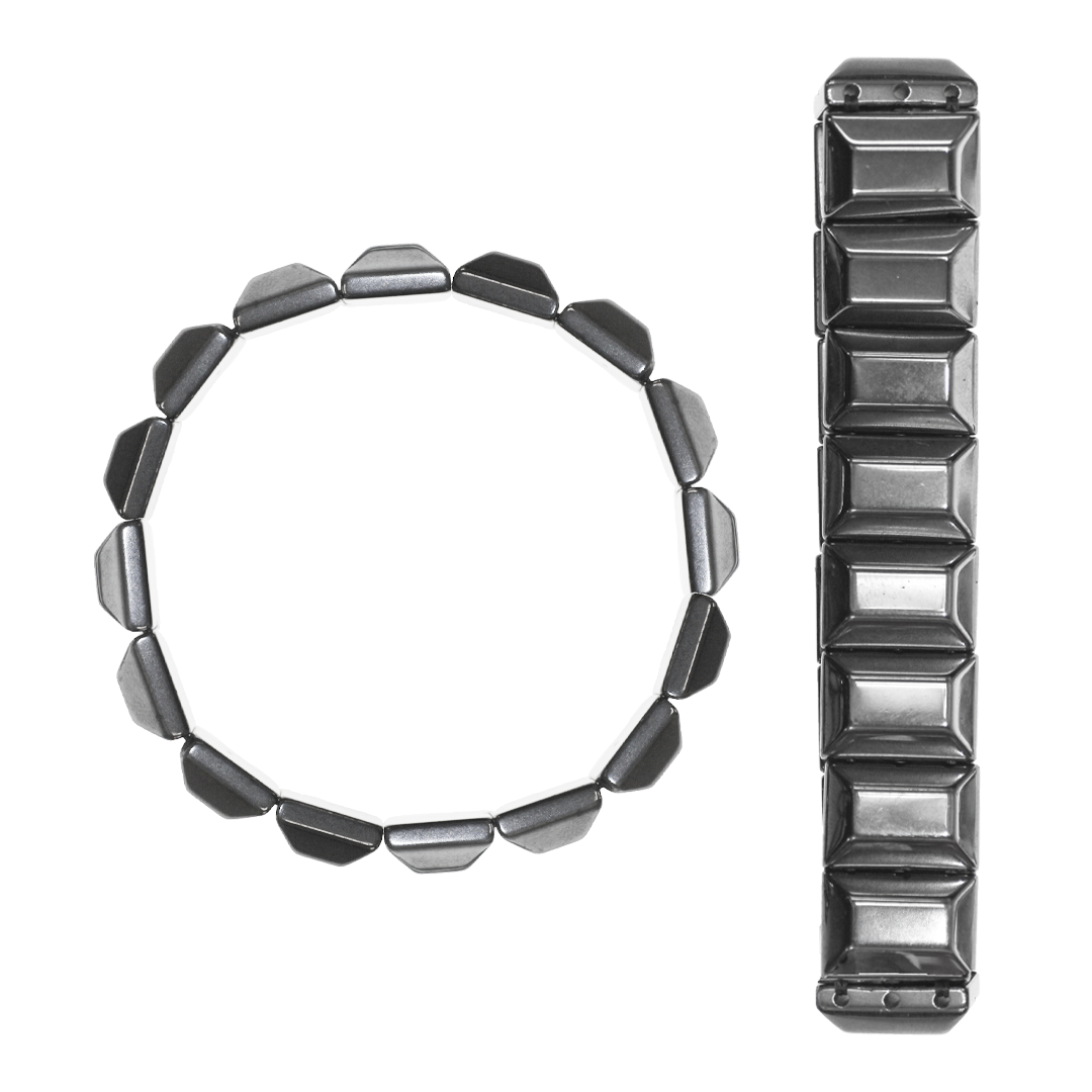 Hematite Stretchy Large Rectangle Bracelet, 18mm x 12.5mm, Semi-Precious Stone, 1 pc