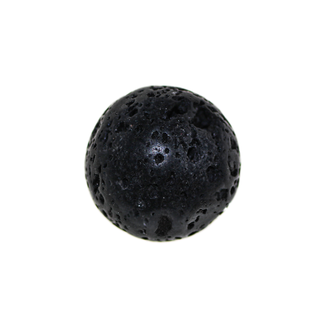 Black Lava Stone, Round, Semi-Precious Stone, 20mm, Sold Per pkg of 2
