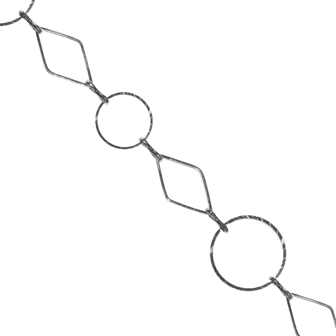 Chain, Circle Diamond Link Chain, Silver, Alloy, 12mm-16.5mm - Sold per Meter