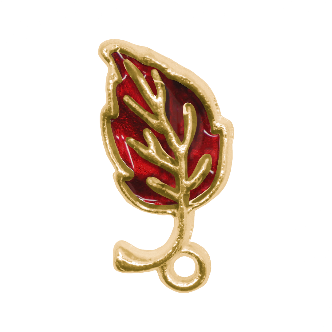 Charm, Leaf, Enameled, Alloy, 16.5mm x 9.5mm x 2mm, Sold Per pkg of 10, Available in Multiple Colours