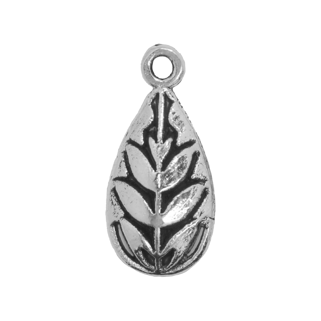 Charms, Leaf, Silver, Alloy, 18mm x 8.5mm x 3.5mm, Sold Per pkg of 12