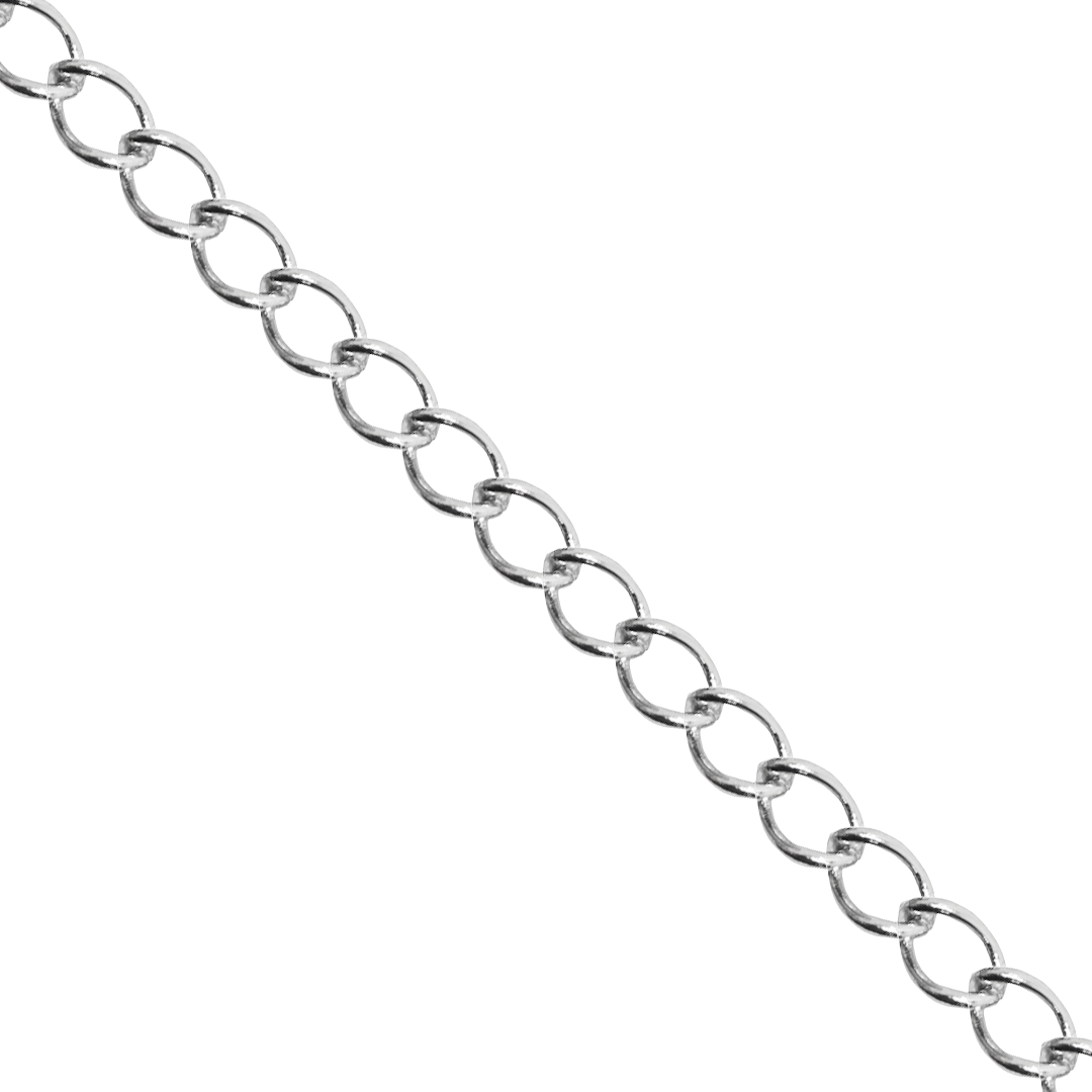 Chains, Curb Chain, Alloy, Silver, 5.5mm x 4mm x 2.5mm loop - Sold per Meter