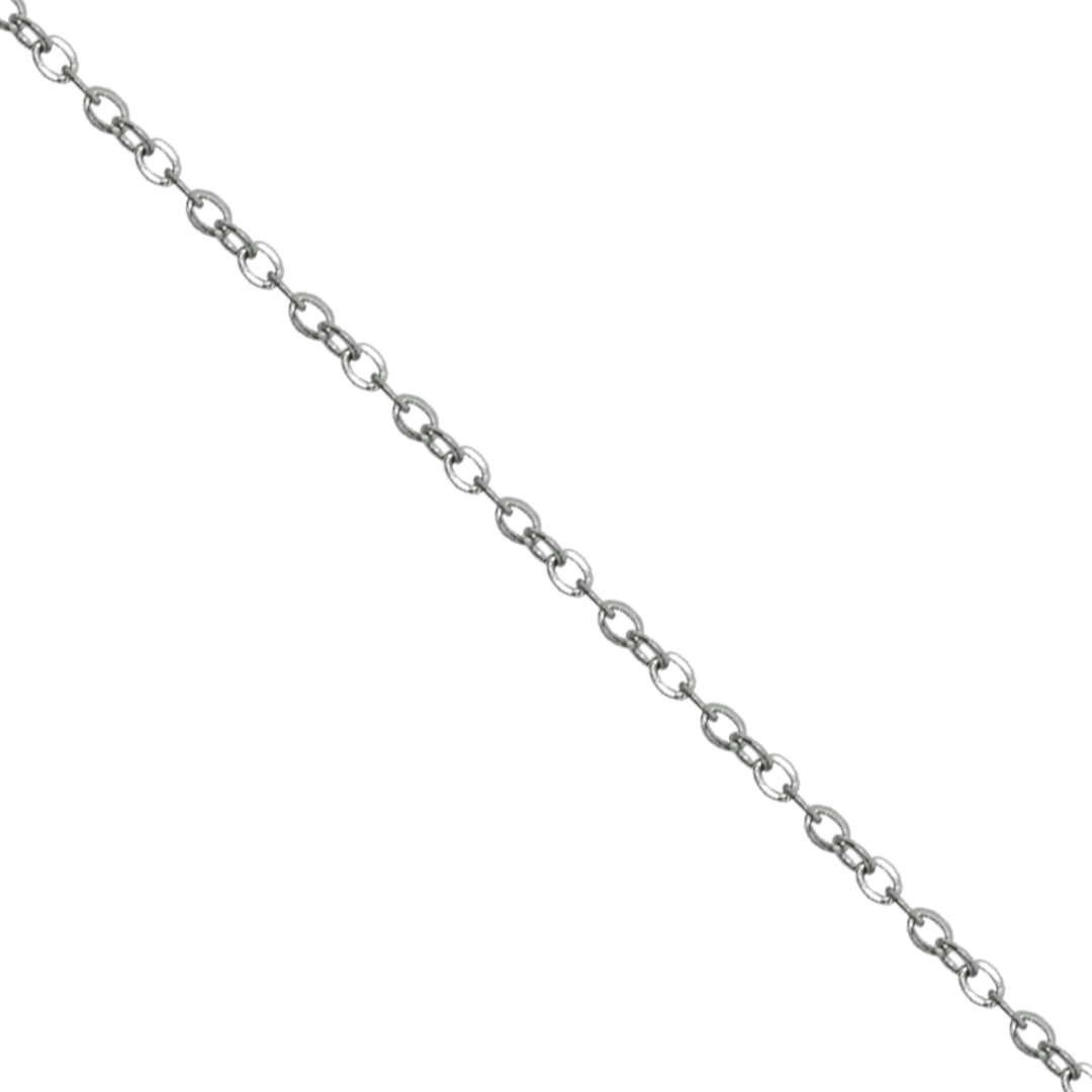 Chains, Flat Curb Chain, Alloy, Silver, 3mm x 2.5mm x 1mm per loop - Sold Per Meter