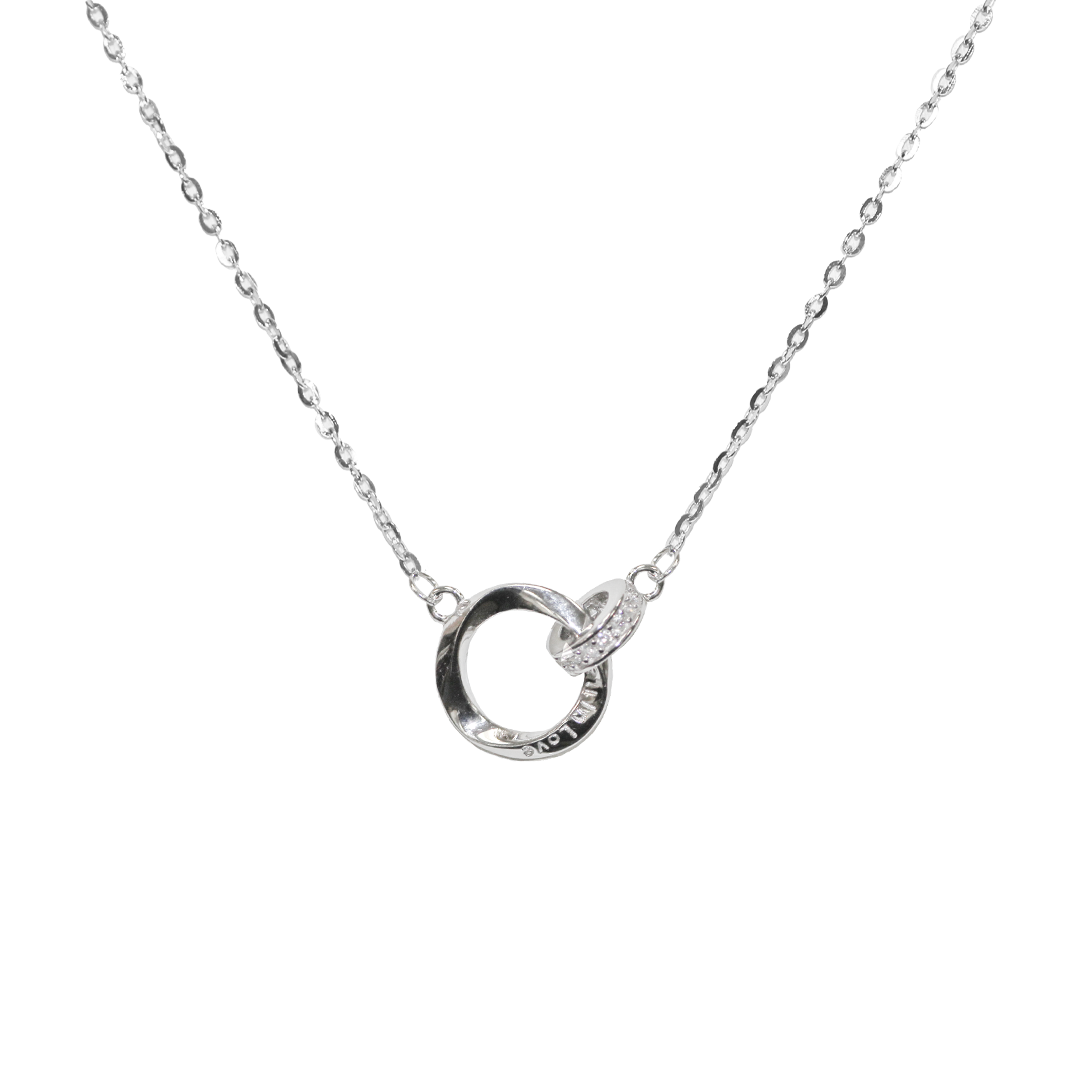 Necklace, Interlocking Circles, 925 Sterling Silver, 16" + 2" extension - 1pc