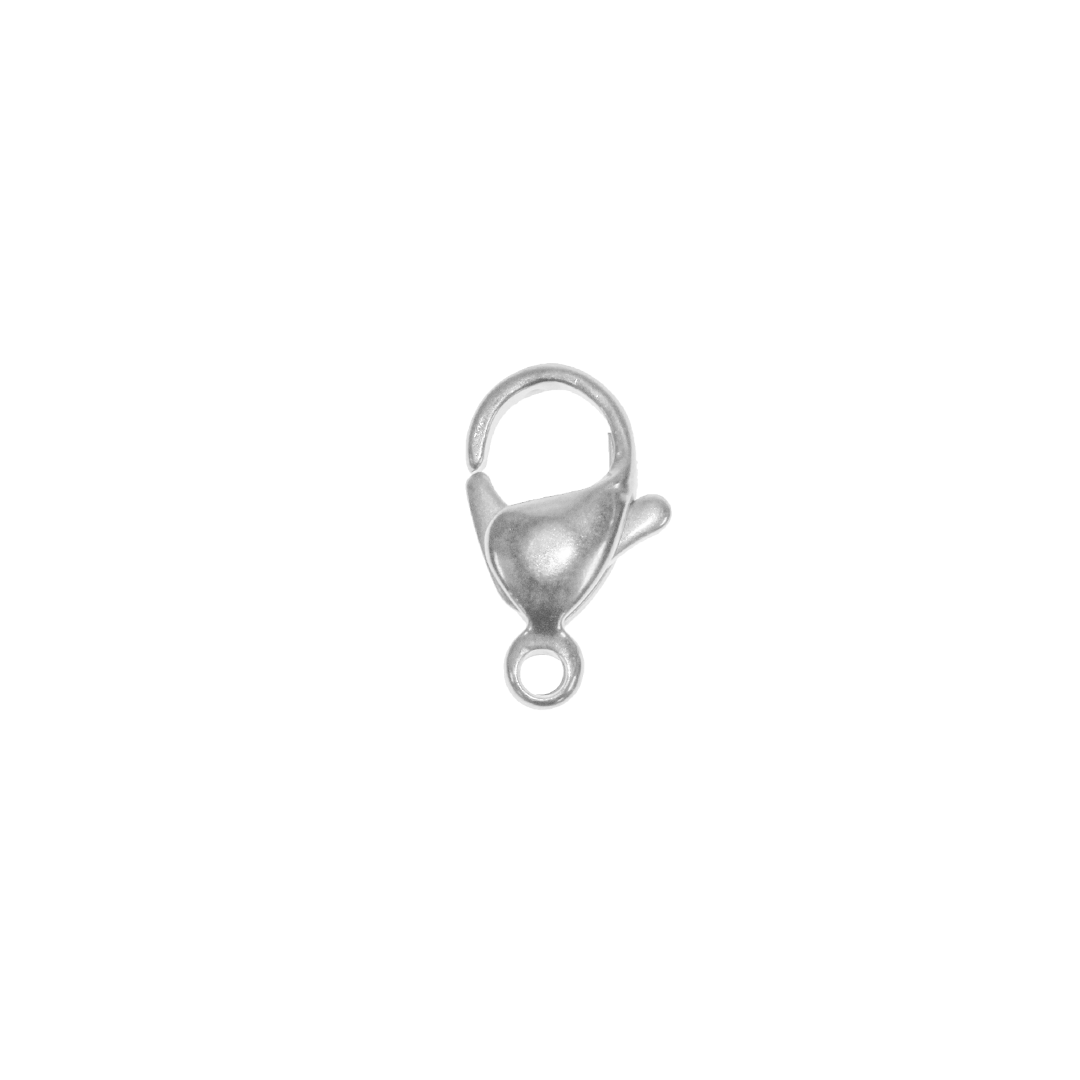 Clasp, Lobster Clasp, Bright Silver, Alloy, 14mm x 7mm, Sold Per pkg of 12