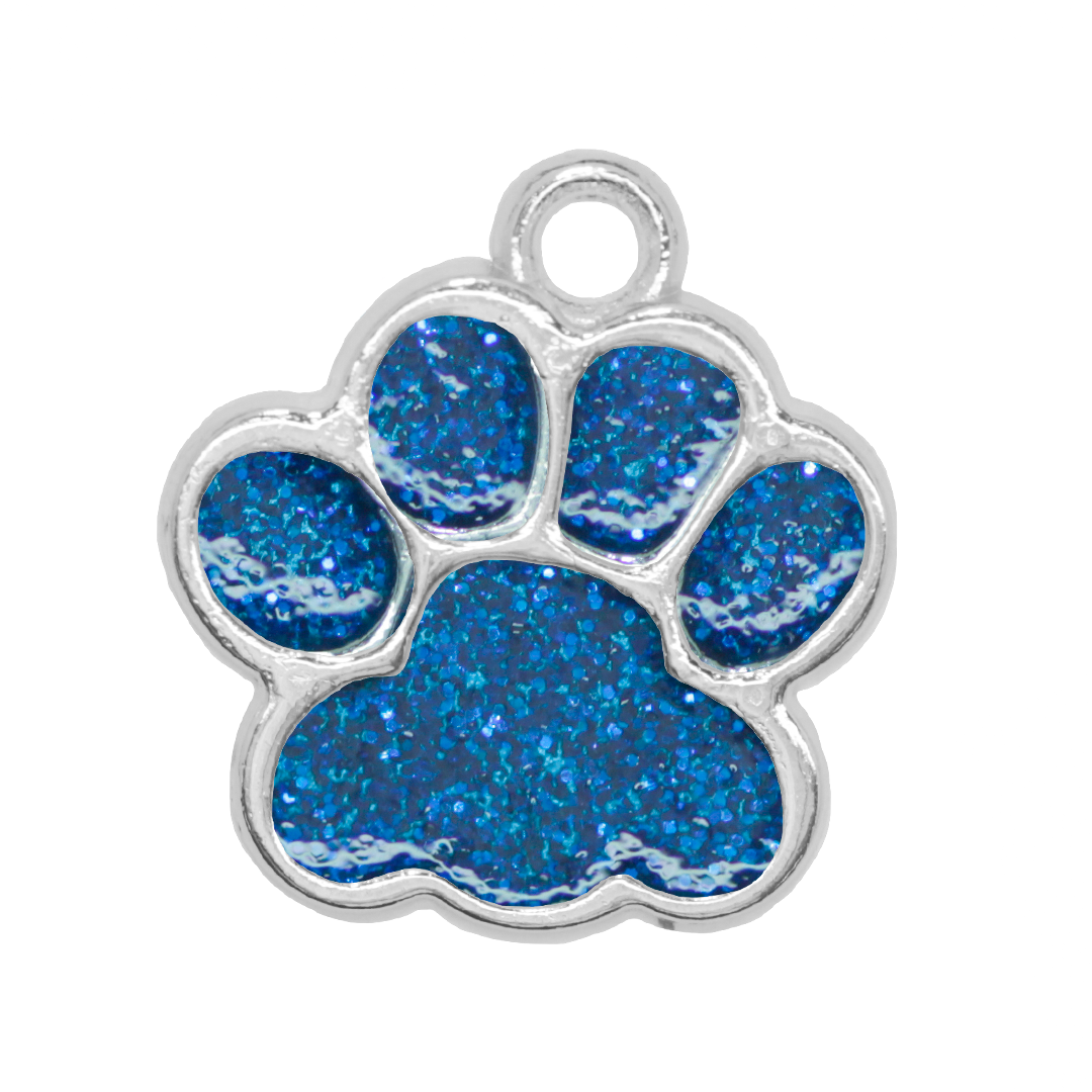 Charm, Glitter Paw, Enameled, Alloy, 17mm x 16mm x 1.2mm, Sold Per pkg of 10, Available in Multiple Colours