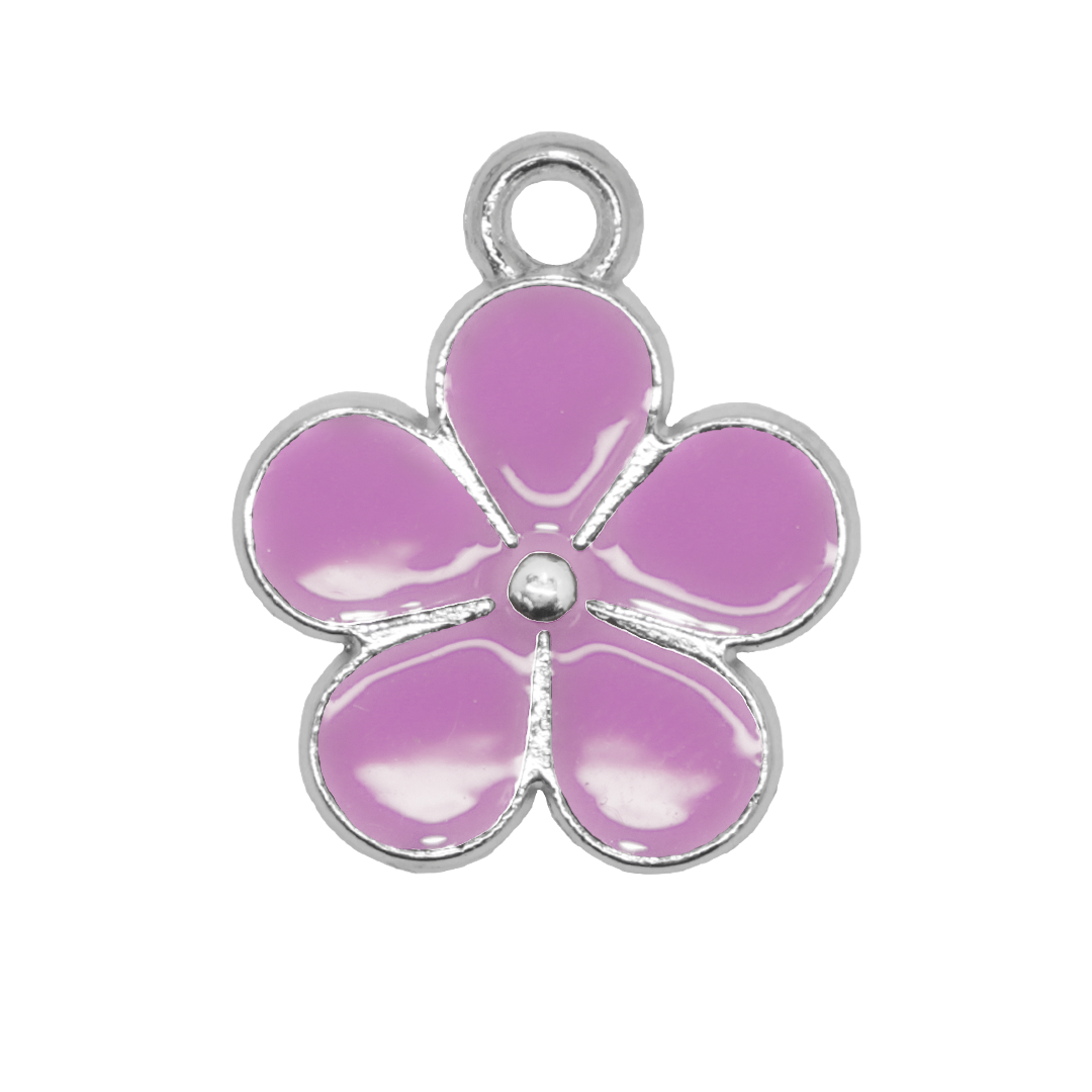 Charms, Flower, Enameled, Alloy, 16.5mm x 14mm x 1.5mm, Sold Per pkg of 12, Available in Multiple Colours
