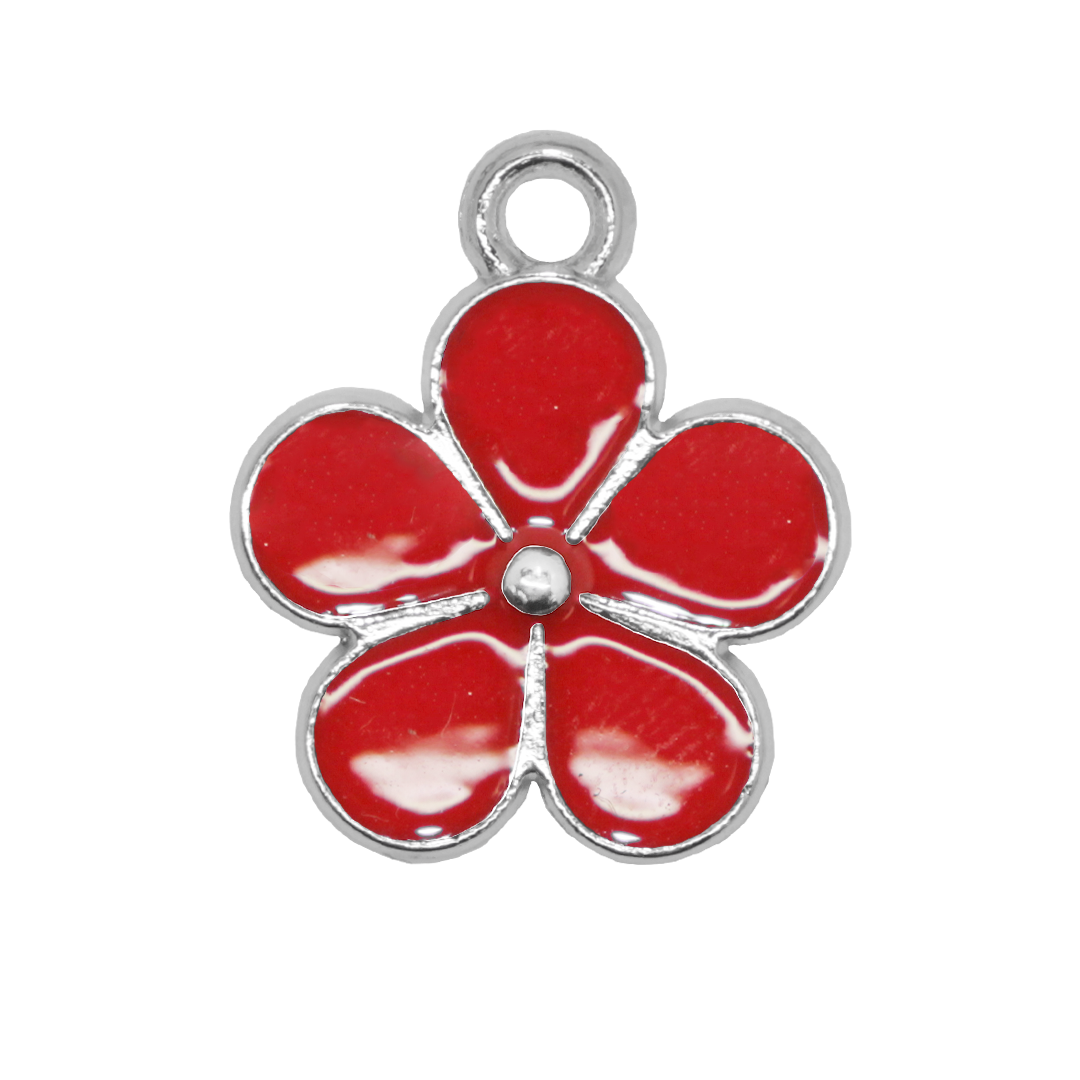 Charms, Flower, Enameled, Alloy, 16.5mm x 14mm x 1.5mm, Sold Per pkg of 12, Available in Multiple Colours