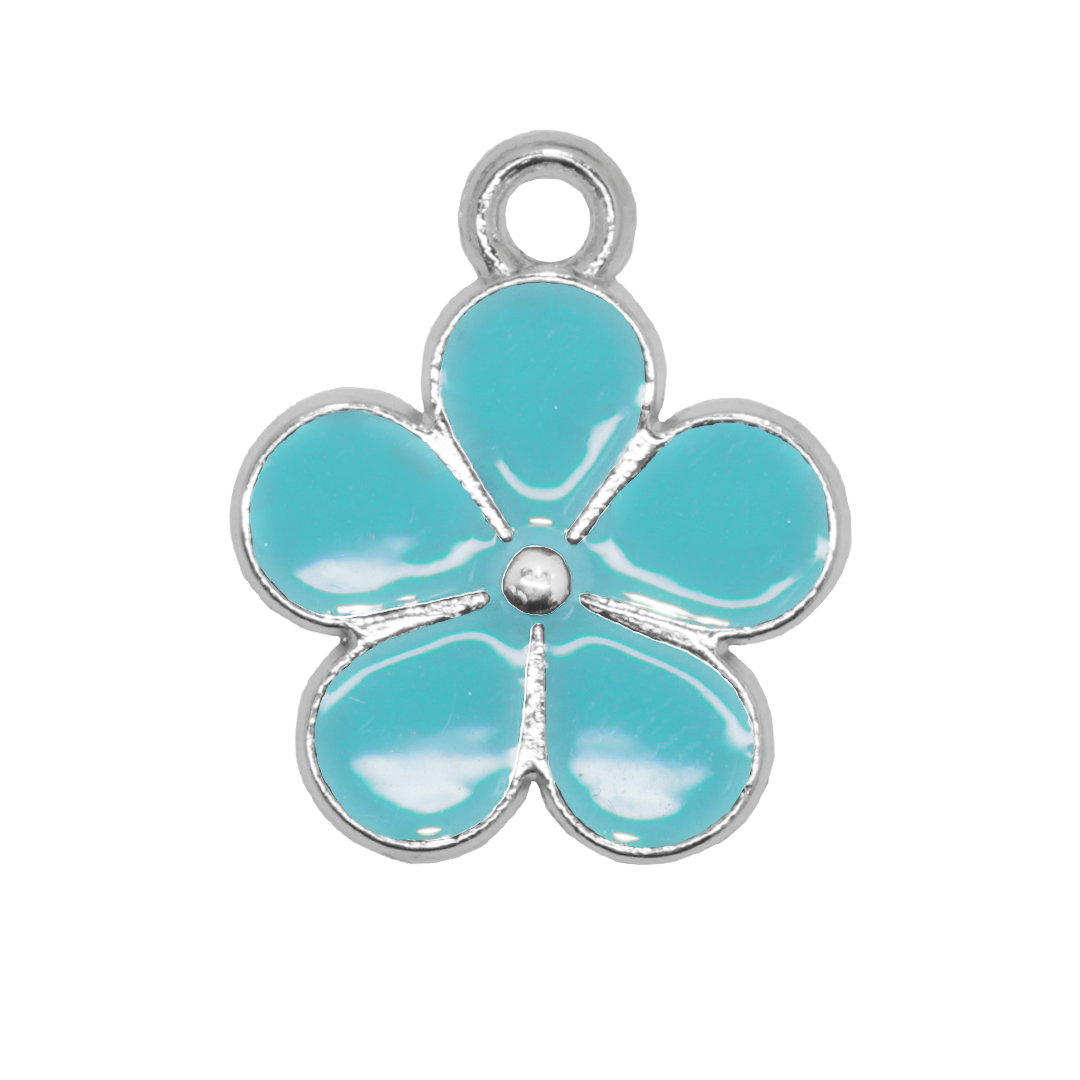 Charms, Flower, Enameled, Alloy, 16.5mm x 14mm x 1.5mm, Sold Per pkg of 12, Available in Multiple Colours