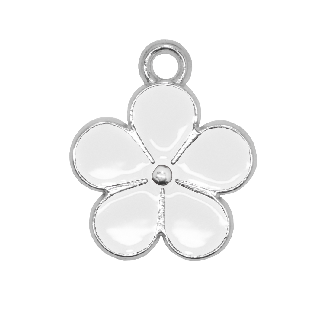 Charms, Flower, Enameled, Alloy, 16.5mm x 14mm x 1.5mm, Sold Per pkg of 12, Available in Multiple Colours