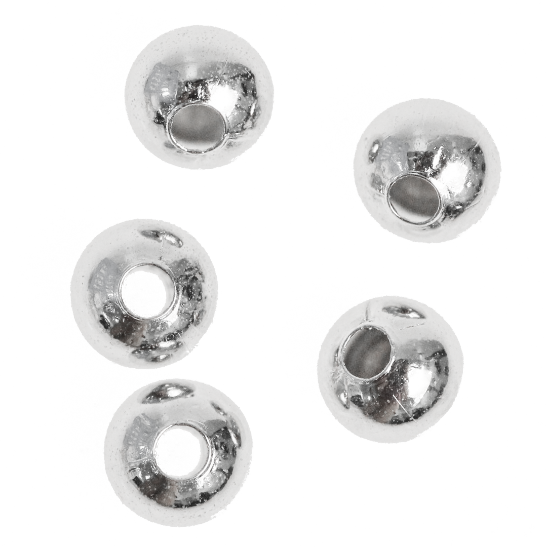 Spacers, Sphere, Bright Silver, Alloy, 6mm x 5.5mm, Sold Per pkg of 70+