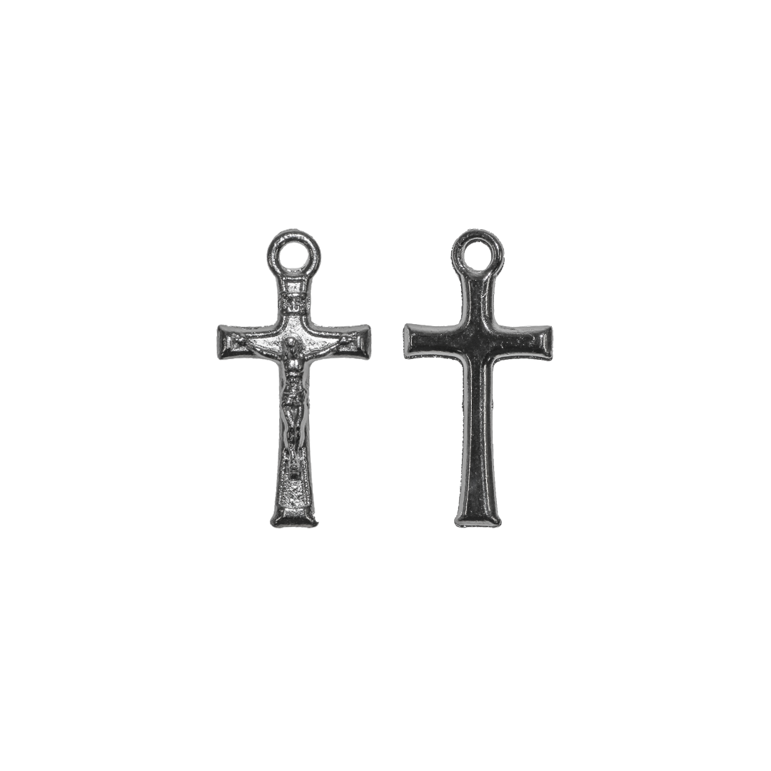 Pendant, Crucifix Cross, Silver, Alloy, 24mm x 12mm, Sold Per pkg 16
