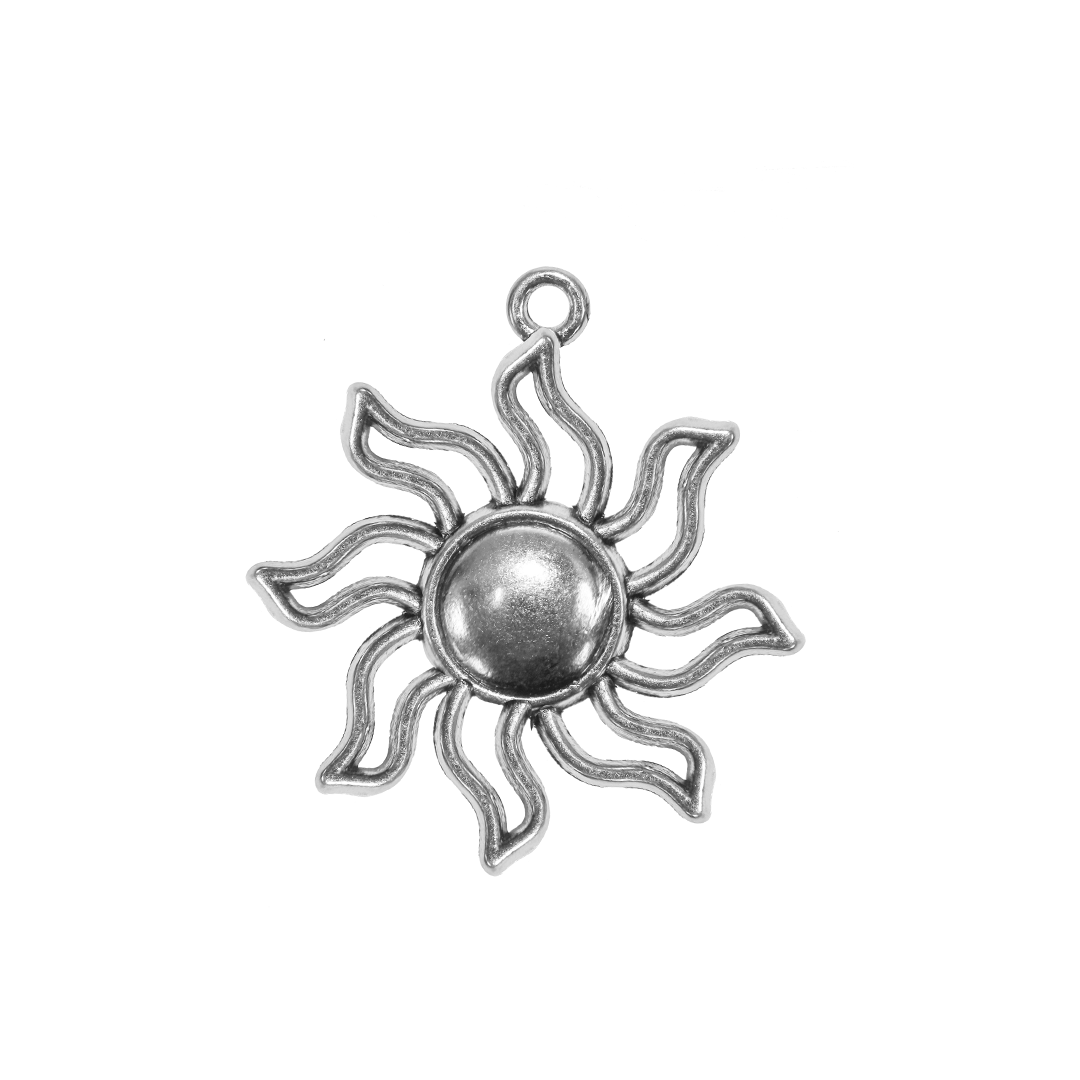 Pendants, Sun, Silver, Alloy, 34.5mm x 31mm x 3mm, Sold Per pkg of 4