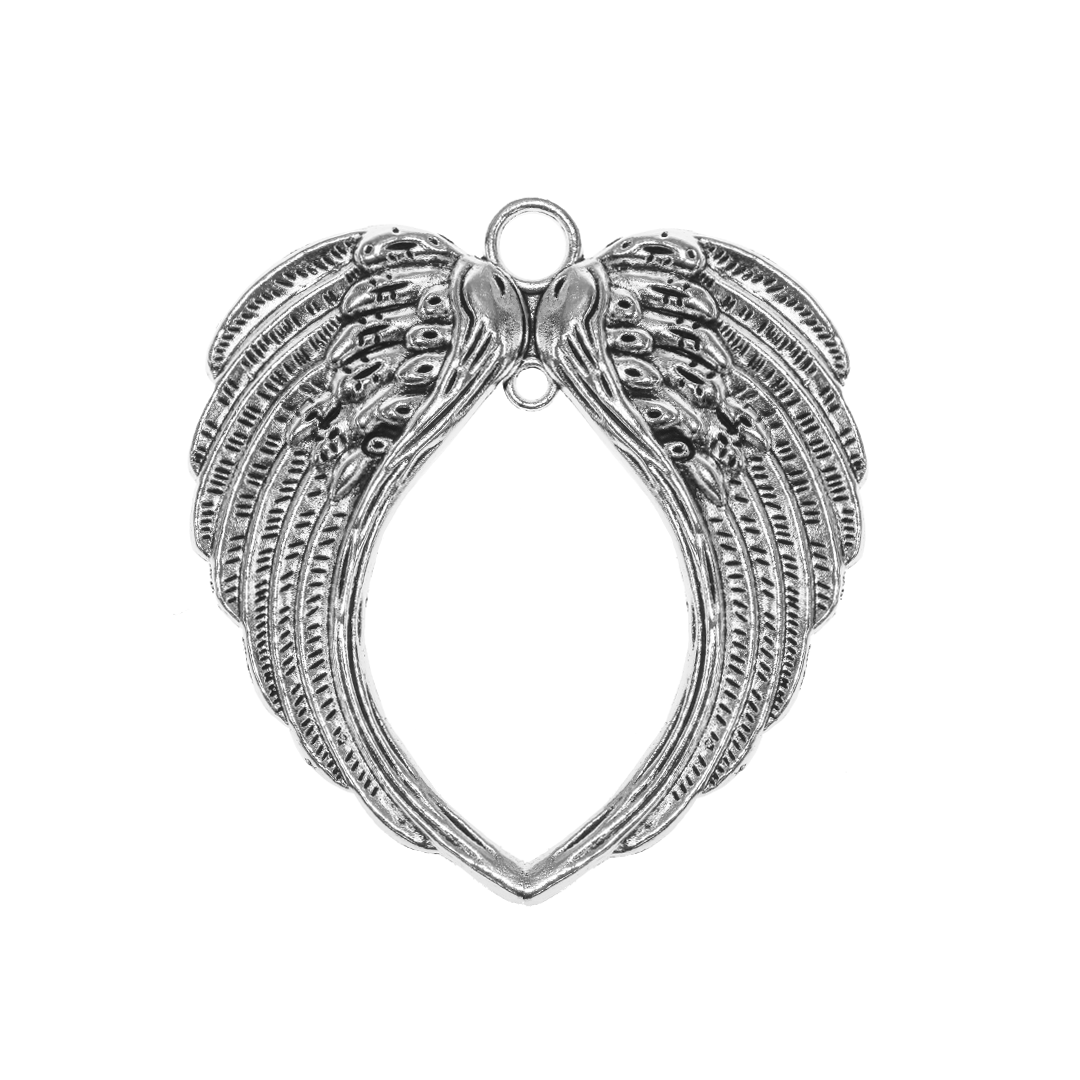 Pendants, Wings, Silver, Alloy, 68.5mm x 65mm x 3mm, Sold Per pkg of 1