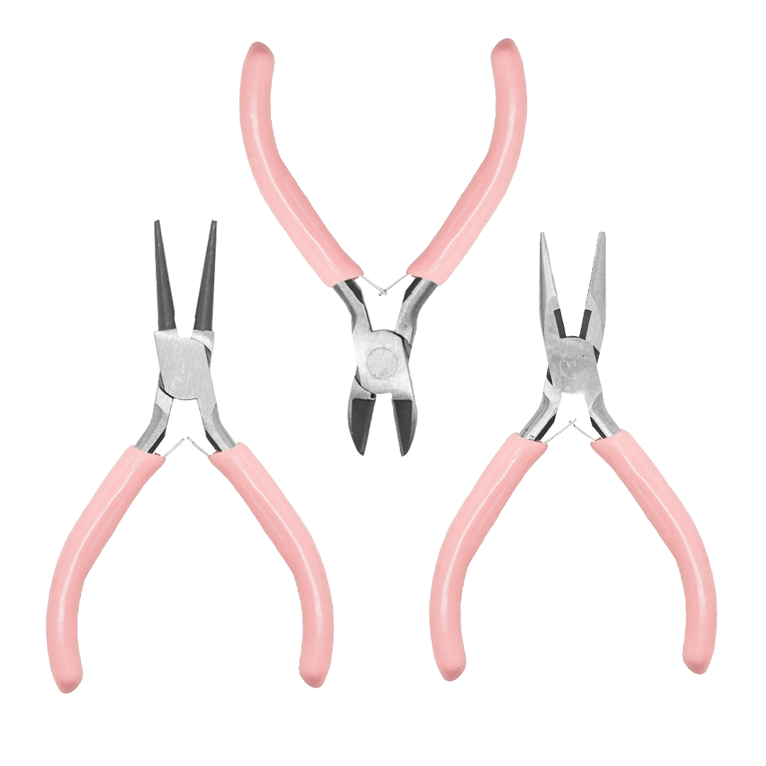 3 Piece Plier Set, Round Nose, Chain Nose & Cutter