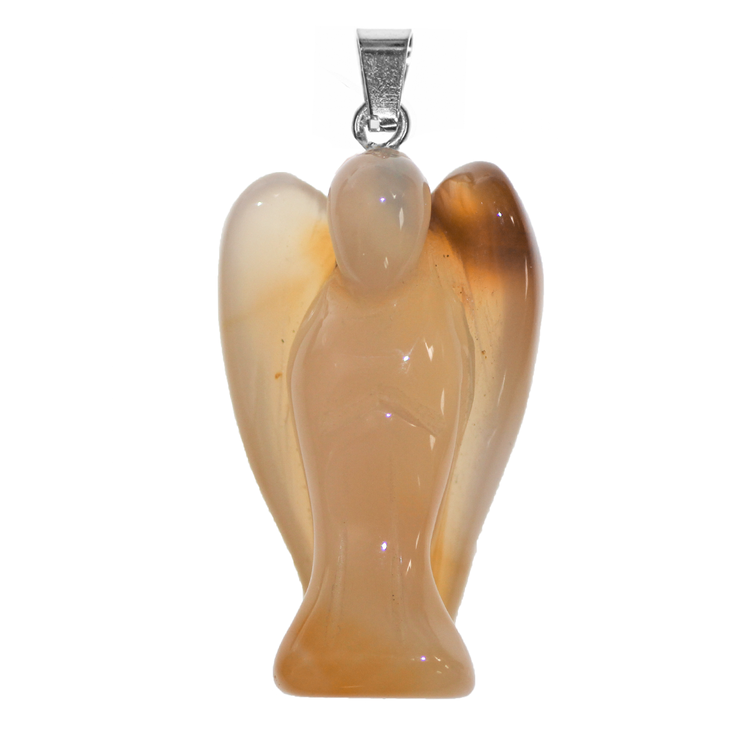 Angel Stone Pendant, 35mm x 22mm, Available in Multiple Semi-Precious Stones - 1 pc