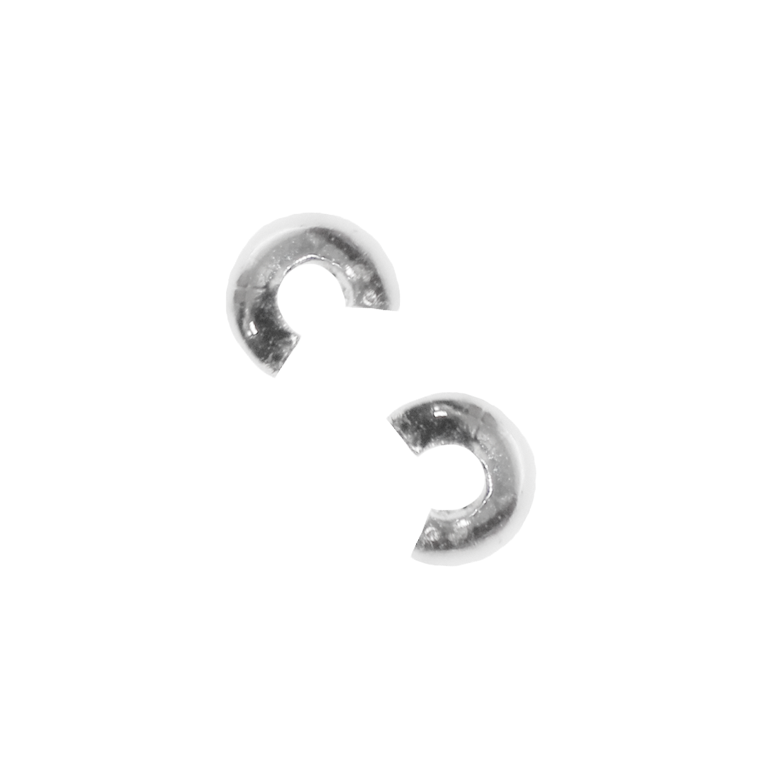 Crimps, Cover, Bright Silver, Silver-Plated, 3mm x 4mm, Sold Per pkg of 20