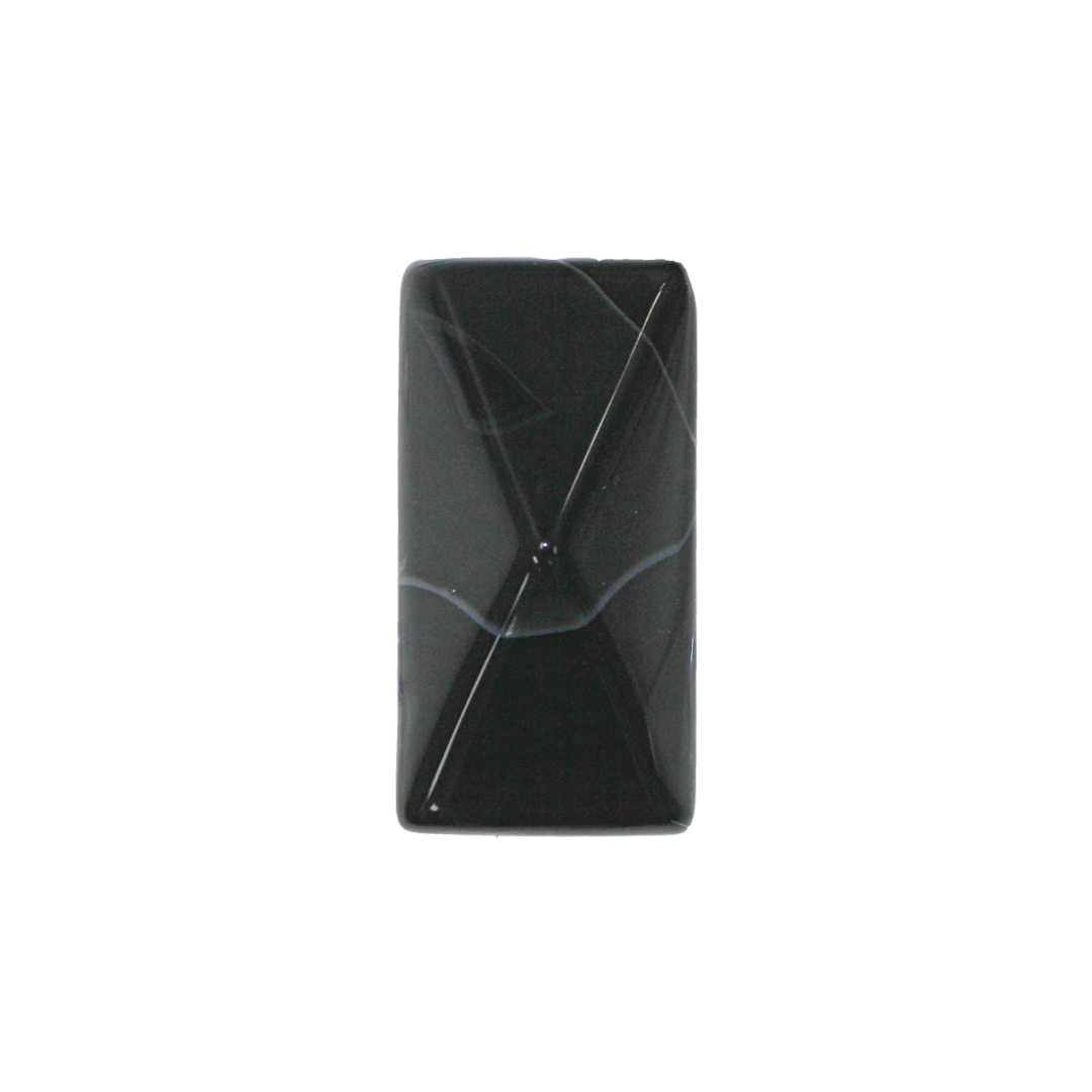 Black Banded Agate, 3D Rectangle, Semi-Precious Stone, 40mm x 21mm, Sold Per pkg of 1