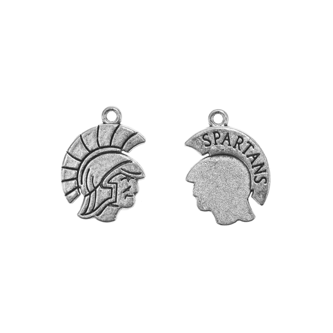 Pendants, Spartan, Silver, Alloy, 24mm x 17.5mm x 1.8mm, Sold Per pkg of 4