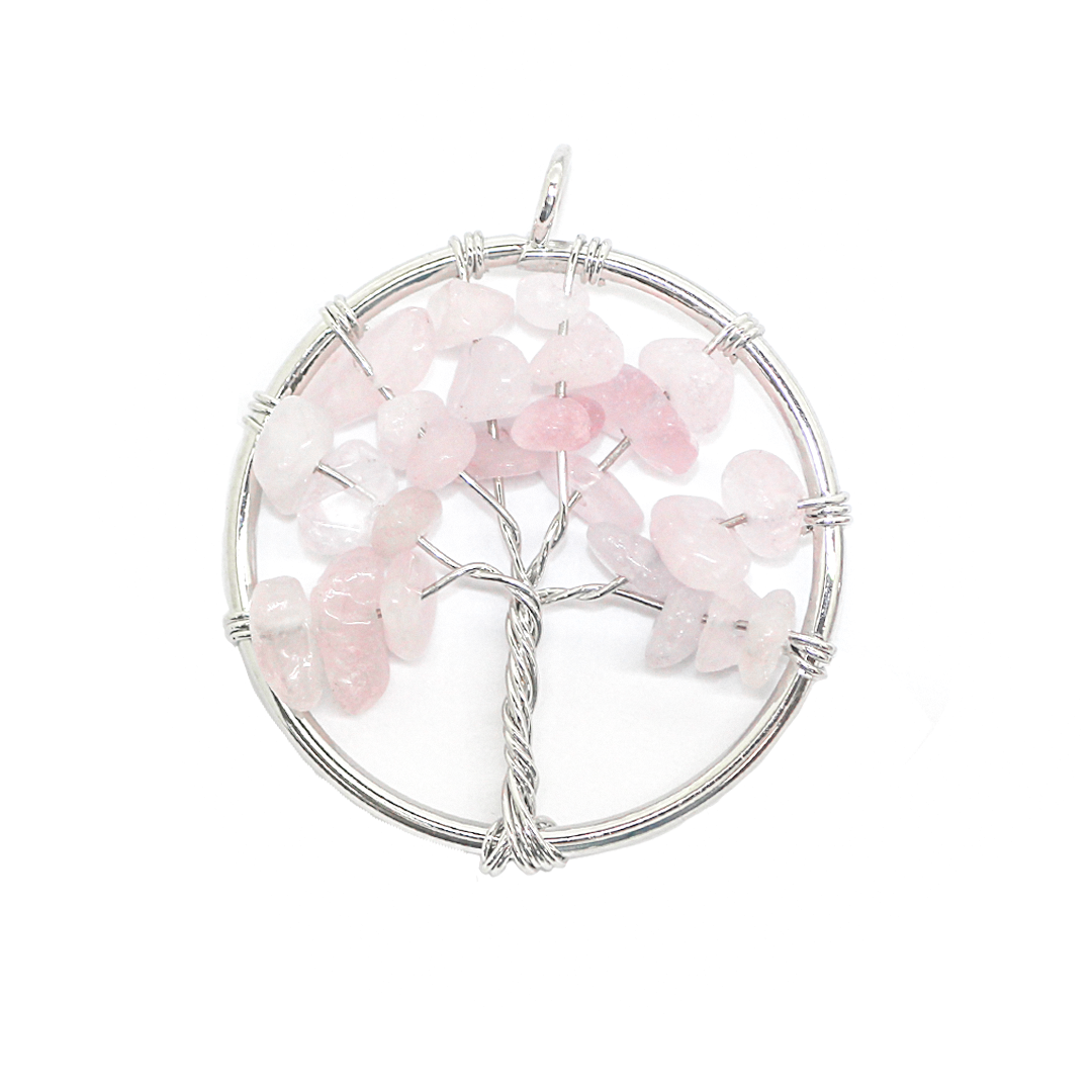 Pendant, Tree of Life, Silver, Alloy, 34mm x 30mm, Sold Per pkg of 1, Available in Multiple Gemstones