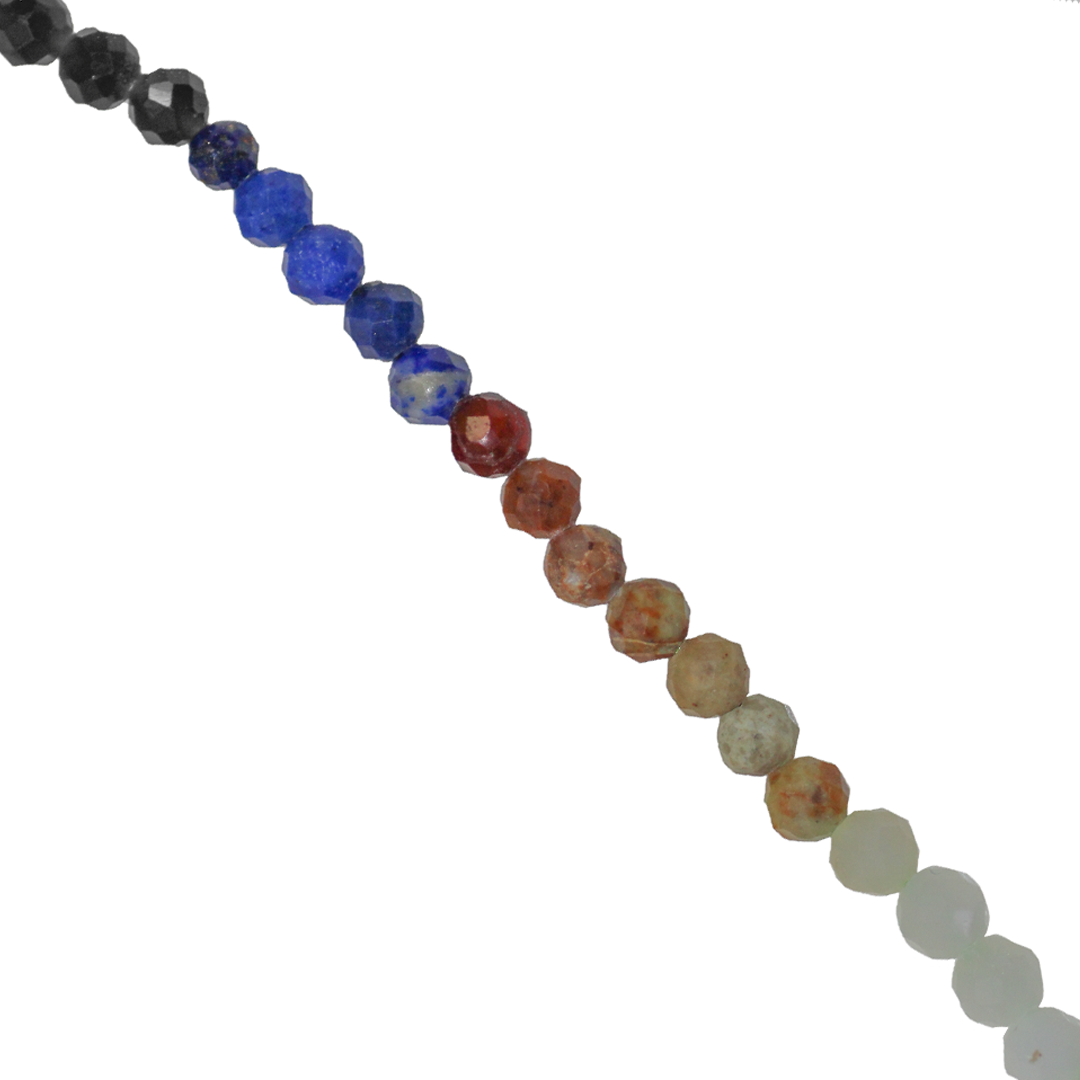 Mixed Gemstones Beads, Faceted, Round, Semi-Precious Stones, 3-3.5mm, Approx 120 pcs per strand