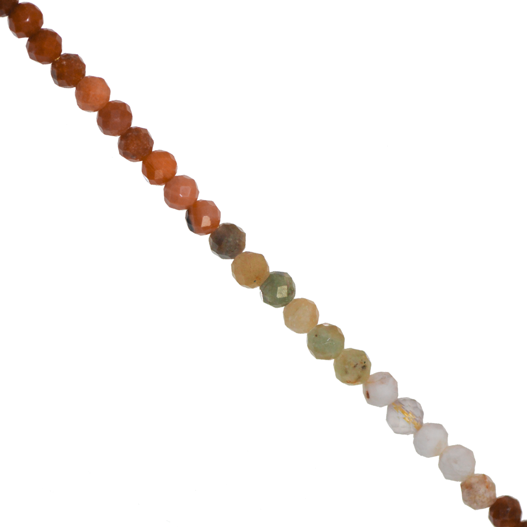 Mixed Gemstones Beads, Faceted, Round, Semi-Precious Stones, 3-3.5mm, Approx 120 pcs per strand