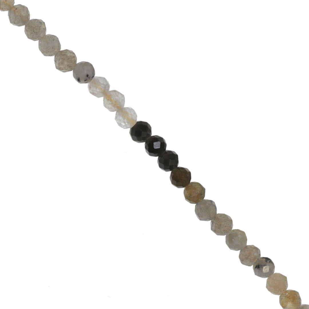 Mixed Gemstones Beads, Faceted, Round, Semi-Precious Stones, 3-3.5mm, Approx 120 pcs per strand