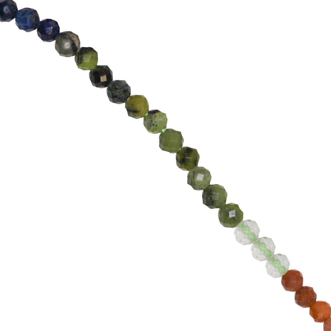 Mixed Gemstones Beads, Faceted, Round, Semi-Precious Stones, 3-3.5mm, Approx 120 pcs per strand