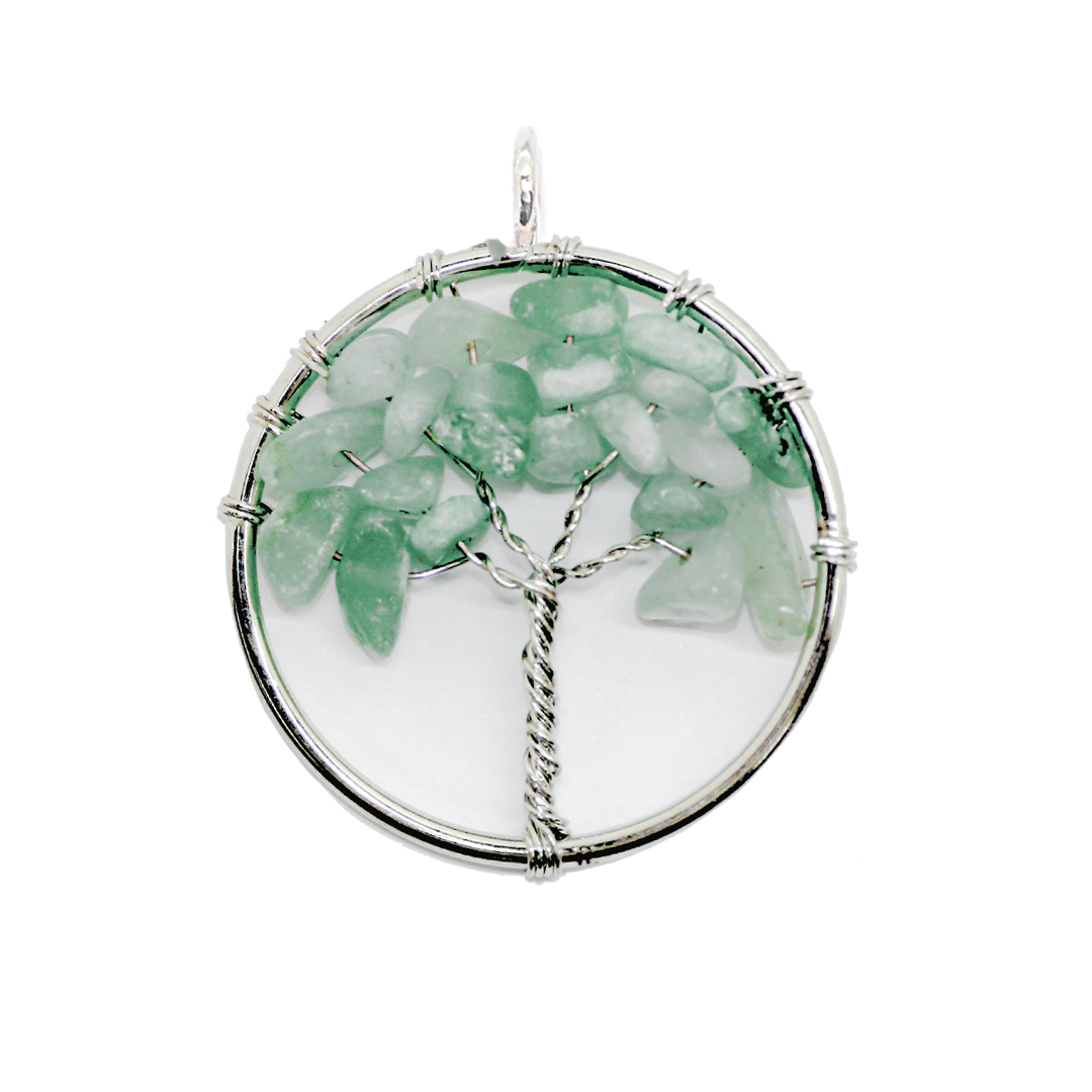 Pendant, Tree of Life, Silver, Alloy, 34mm x 30mm, Sold Per pkg of 1, Available in Multiple Gemstones