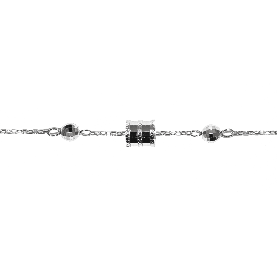 Cable Chain Charm Bracelet, 925 Sterling Silver, 6.5"+ 1.5" extension, 1 Pc