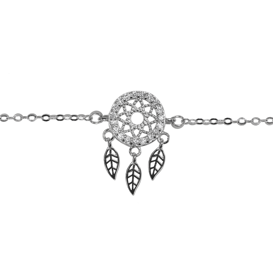 Dreamcatcher Cable Chain Bracelet, 925 Sterling Silver, 6″ + 2" extension- 1 Pc