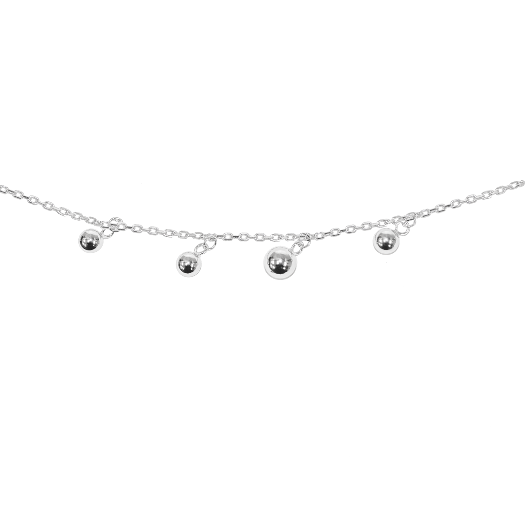 Cable Chain Bead Charm Bracelet, 925 Sterling Silver, 8″ + 1.5" extension- 1 Pc