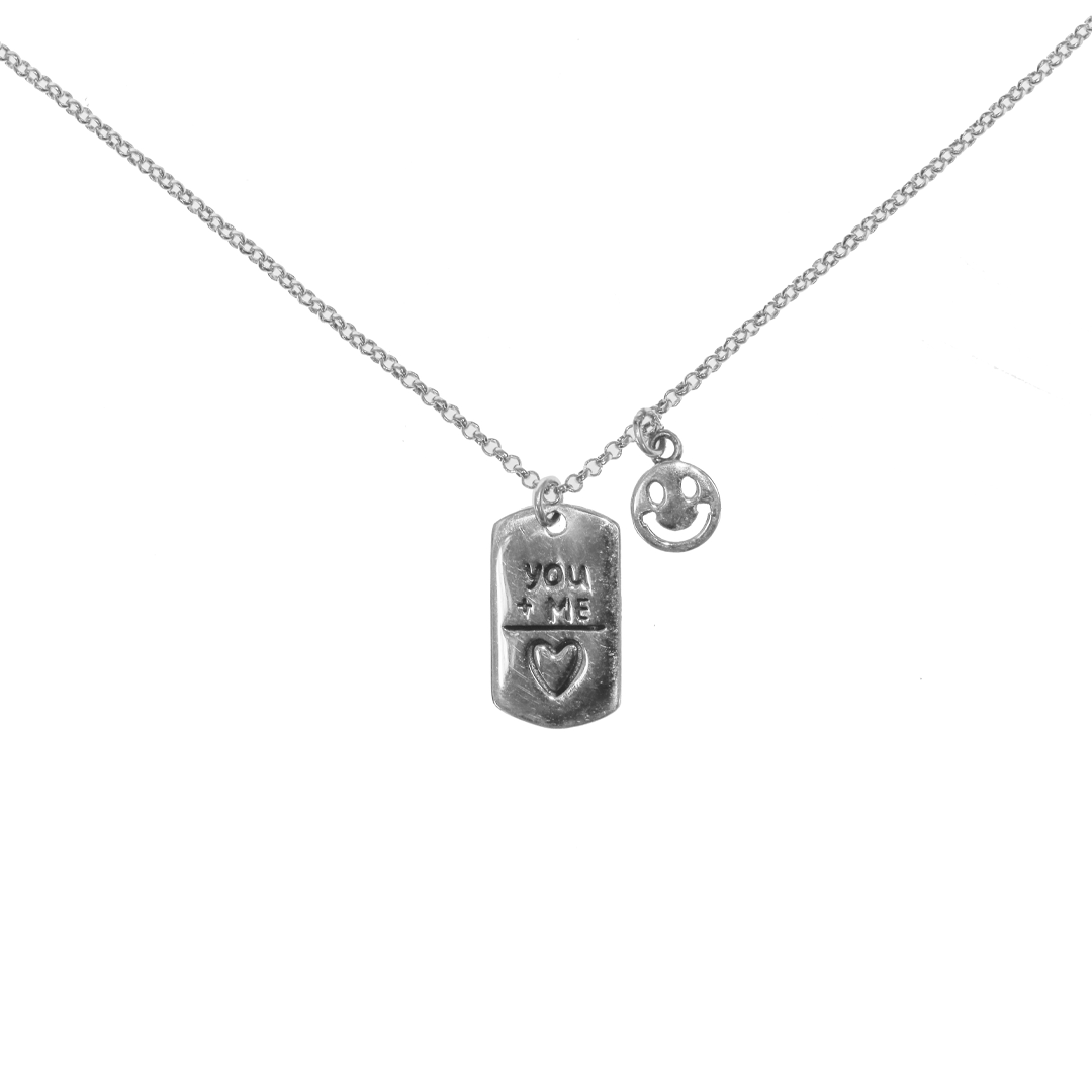 Necklace, You + Me Tag, 925 Sterling Silver, 20" + 1.5" extension - 1 pc