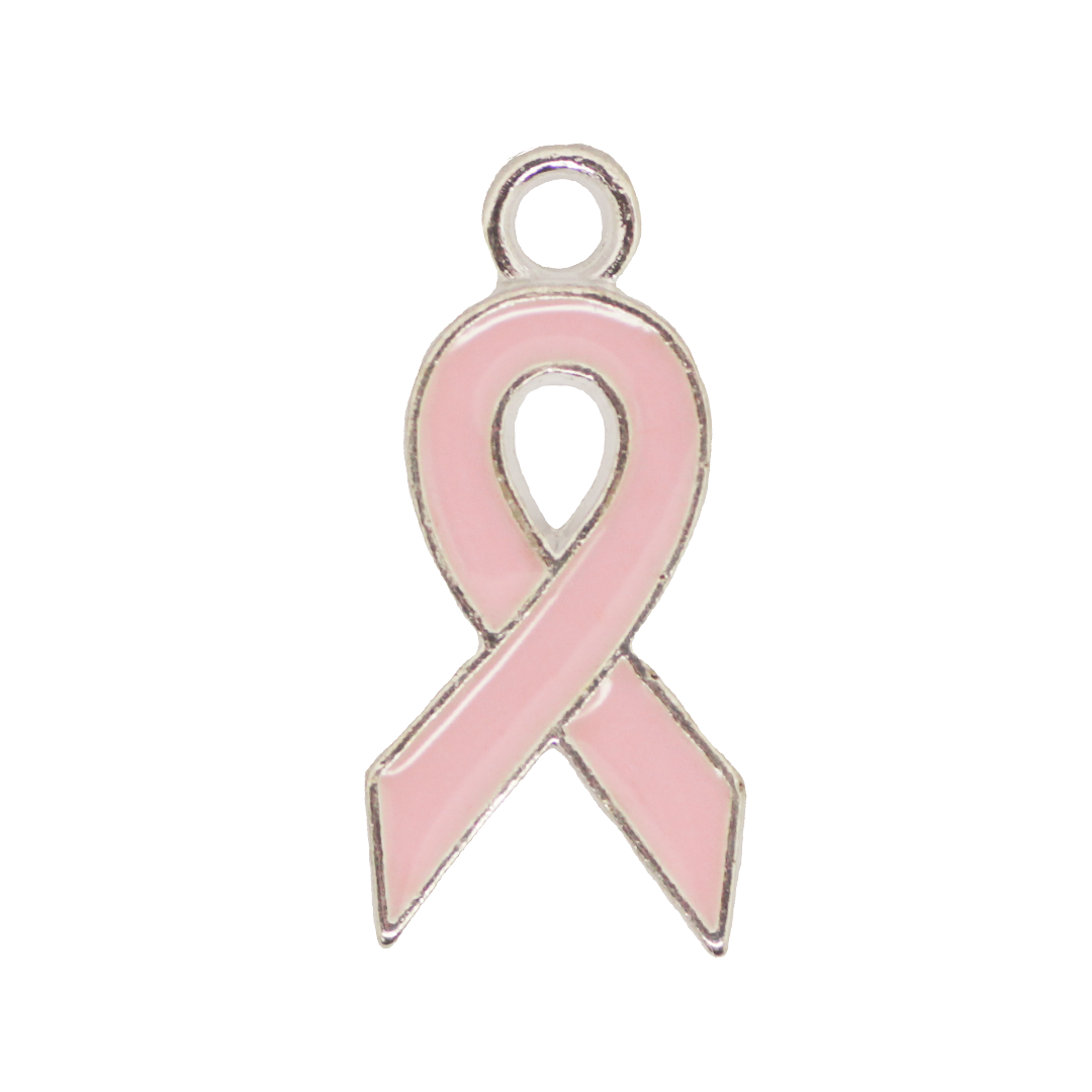 Charm, Awareness Ribbon, Enameled, Pink, Alloy, 20.5mm x 10mm x 1.5mm, Sold Per pkg of 12