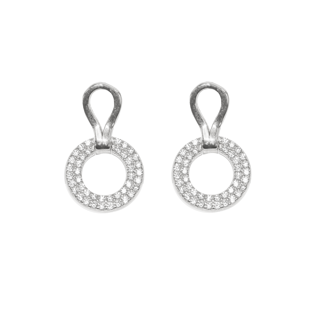 Earrings, Cubic Zirconia Round Stud, 925 Sterling Silver, 16mm x