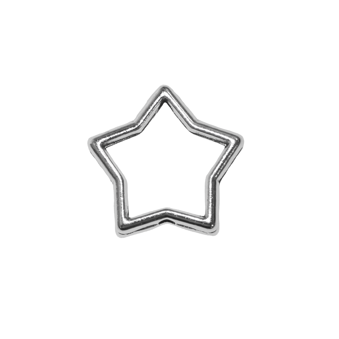 Spacer, Star, Silver, Alloy, 15mm x 15.5mm, Sold Per pkg of 14
