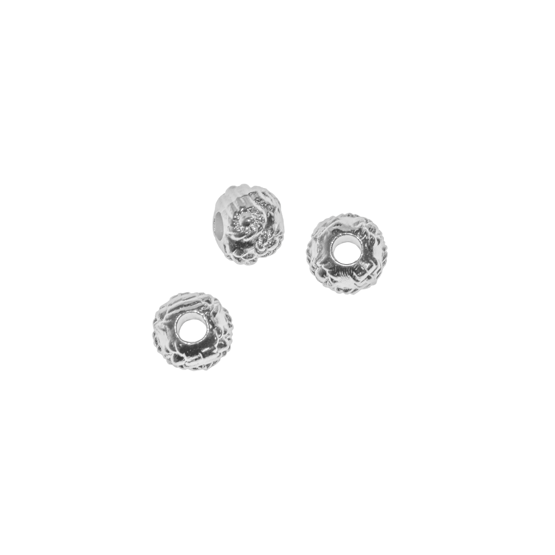 Spacers, Fancy Rondelle Spacer, Bright Silver, Alloy, 5.5mm x 4.5mm, Sold Per pkg of 30