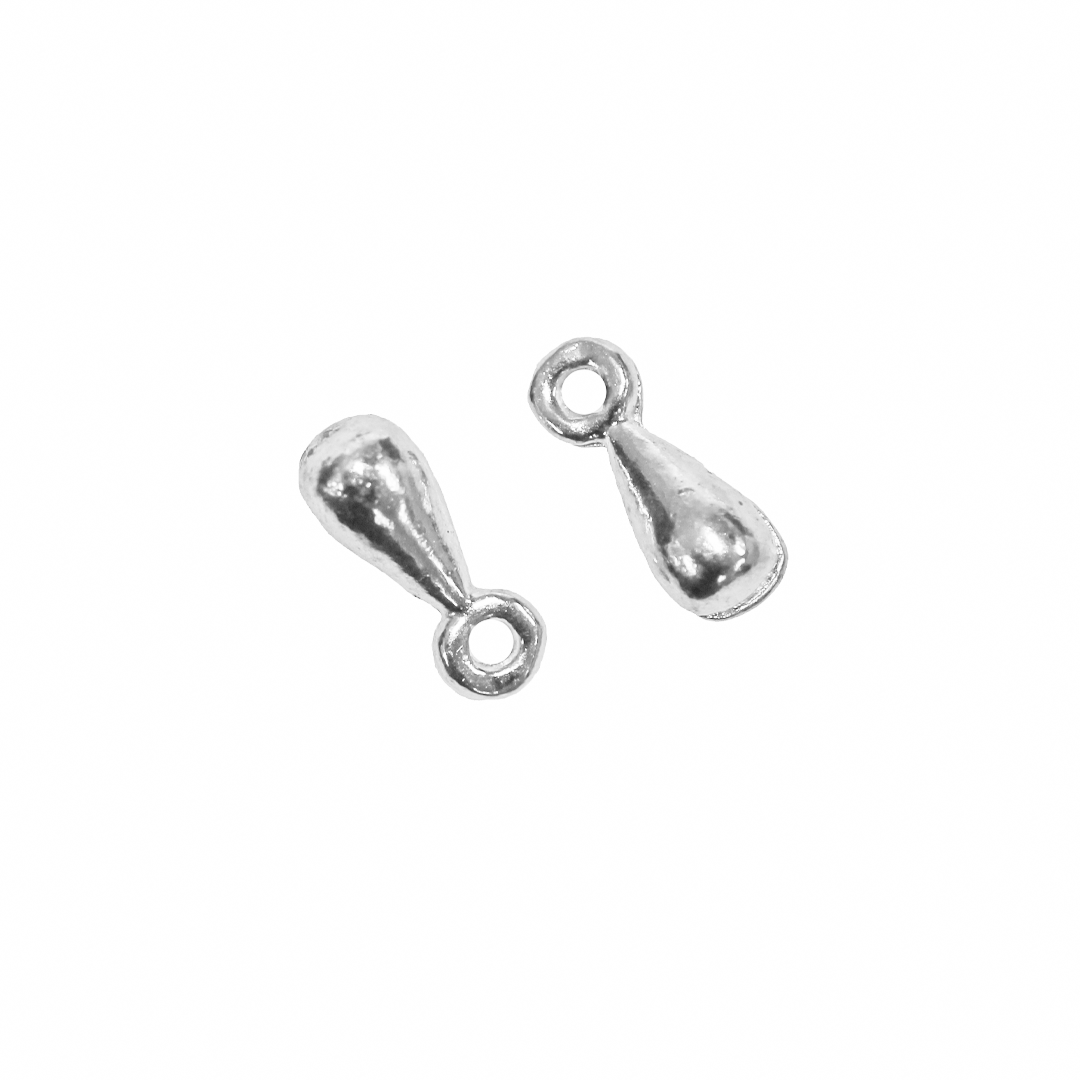 Charm, Teardrop, Alloy, Silver, 7.5mm x 2mm, Sold Per pkg of 50 pcs