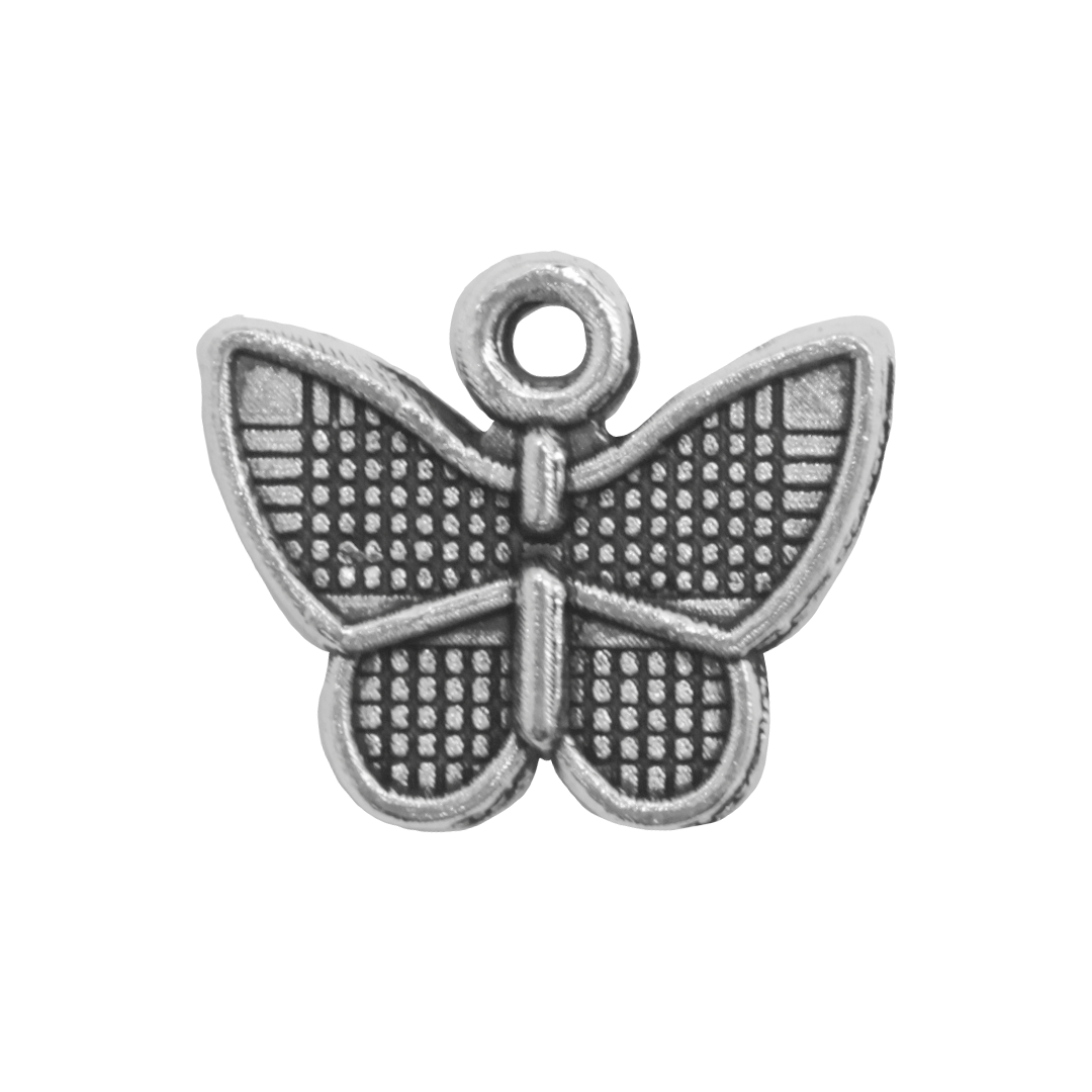 Charms, Butterfly, Silver, Alloy, 10.5mm x 12.5mm x 2mm, Sold Per pkg of 20