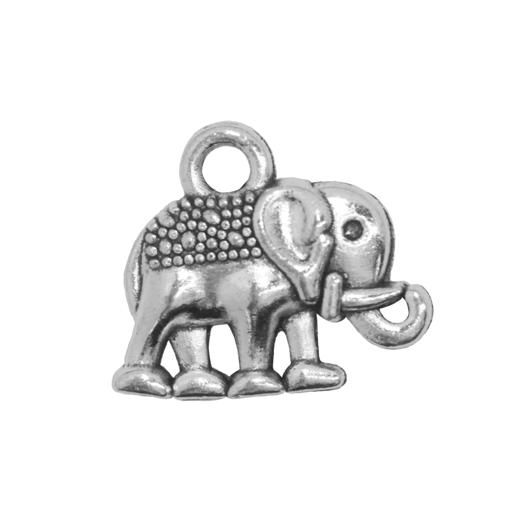 Charms, Elephant, Silver, Alloy, 12mm x 14mm x 3mm, Sold Per pkg of 12