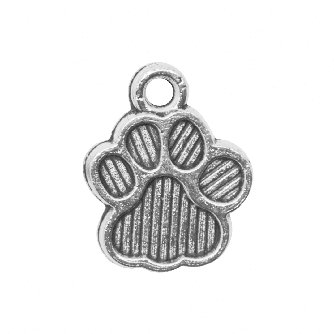 Charms, Dog Paw, Silver, Alloy, 14.5mm x 11.5mm x 2mm, Sold Per pkg of 16