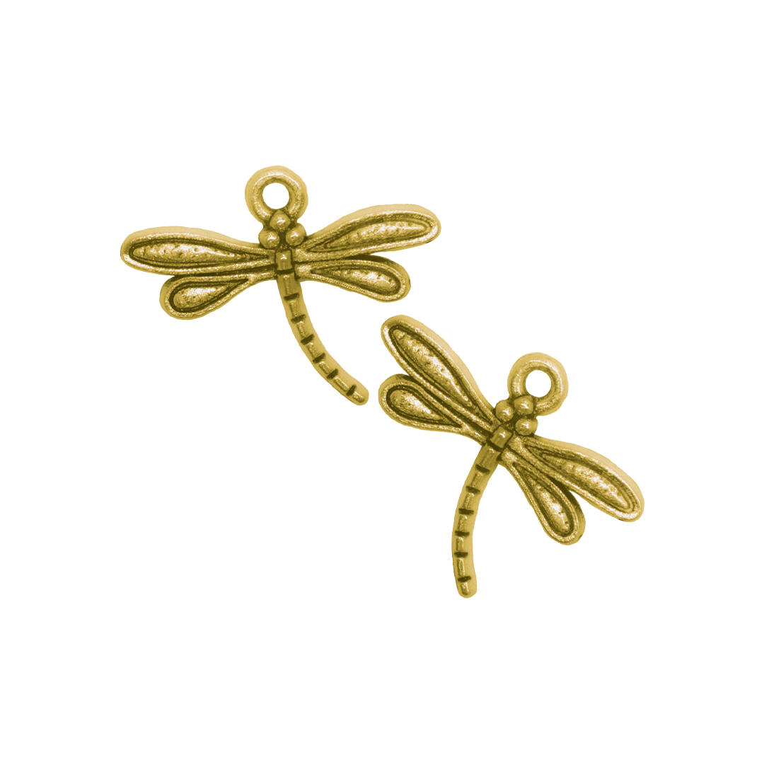 Charms, Dragonfly, Gold, Alloy, 15.5mm x 15.5mm x 1.7mm, Sold Per pkg of 16
