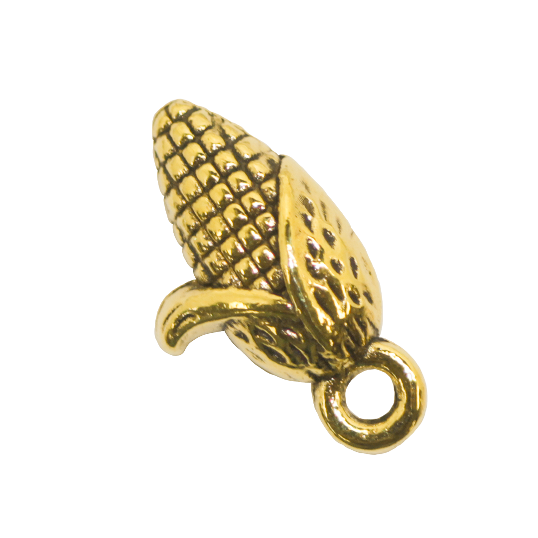 Charms, Corn , Gold , Alloy, 15mm x 8mm, Sold Per pkg of 16