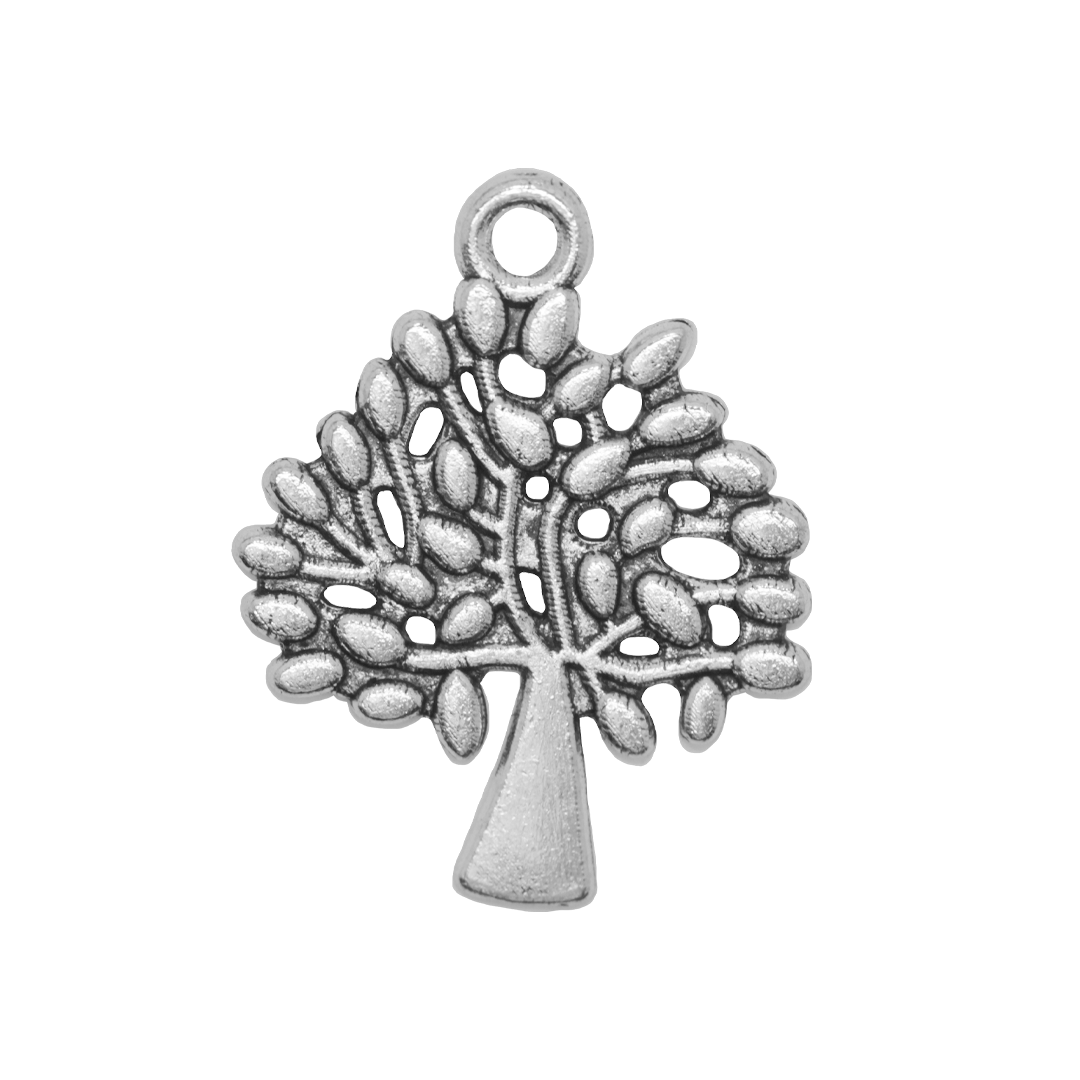 Charm, Tree of Life, Silver, Alloy, 23.5mm x 19.5mm x 1.0mm, Sold Per pkg of 12