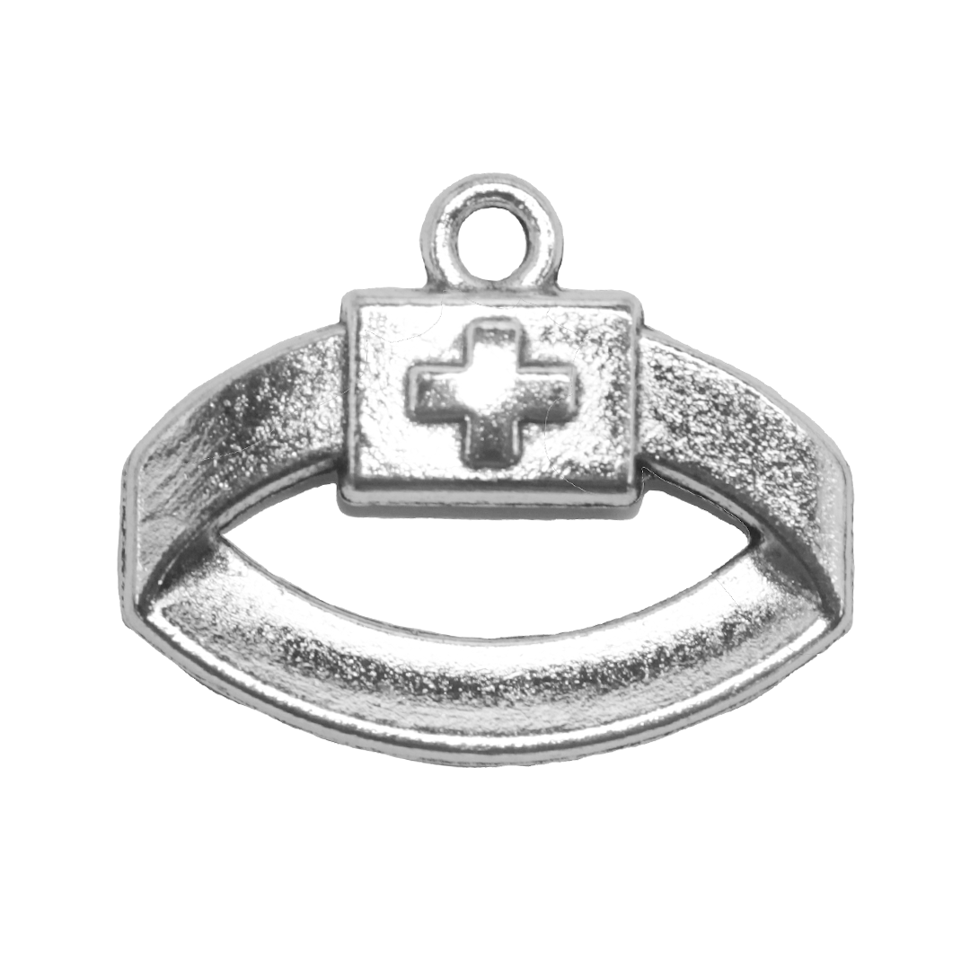 Charms, Nurse Cap, Silver, Alloy, 16mm x 20mm, Sold Per pkg of 8