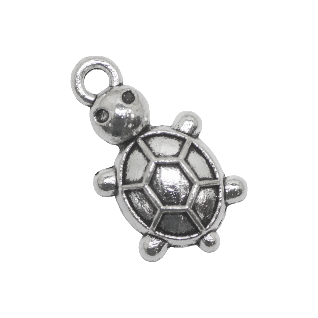 Charms, Turtle, Silver, Alloy, 18mm x 10mm, Sold Per pkg of 16
