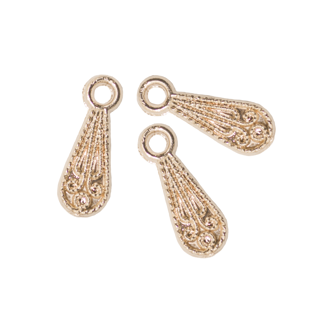 Charms, Teardrop, Rose gold, Alloy, 12mm x 5mm, Sold Per pkg of 30