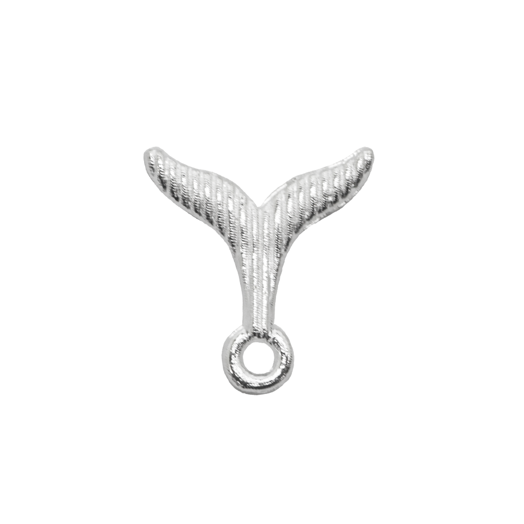 Charms, Whale Tail, Bright Silver, Alloy, 11mm x 10mm, Sold Per pkg of 30