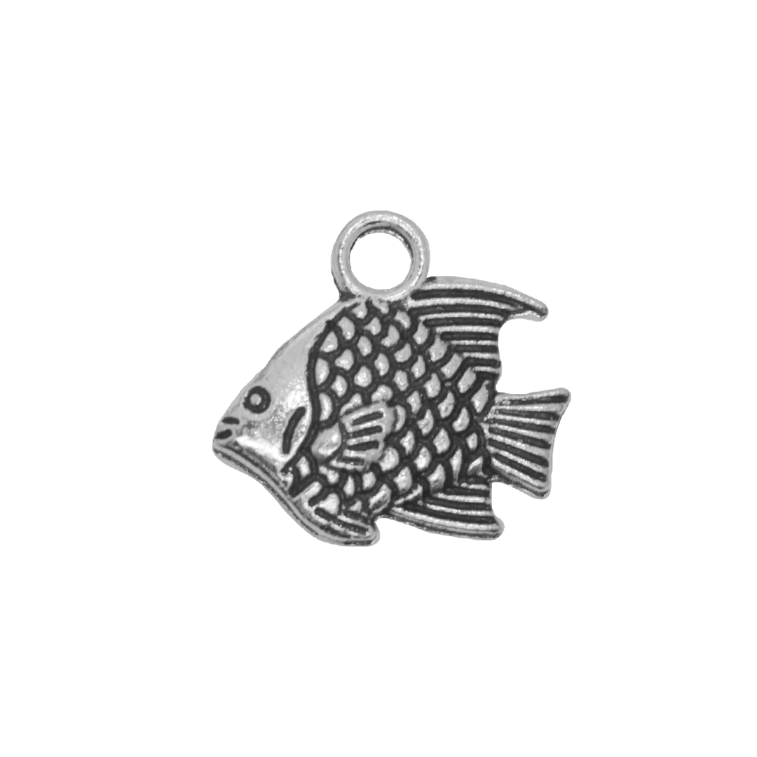 Charms, Fish, Silver, Alloy, 12mm x 13mm x 3mm, Sold Per pkg of 16